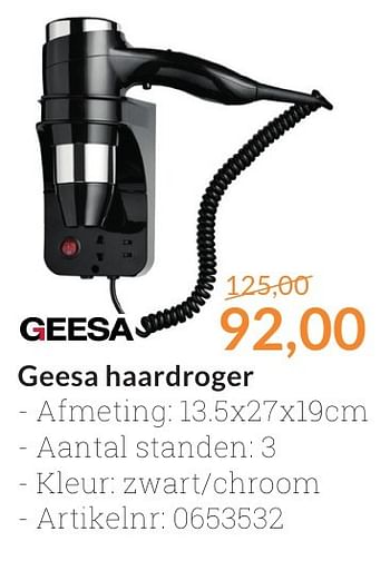 Promoties Geesa haardroger - Geesa - Geldig van 01/10/2016 tot 31/10/2016 bij Sanitairwinkel