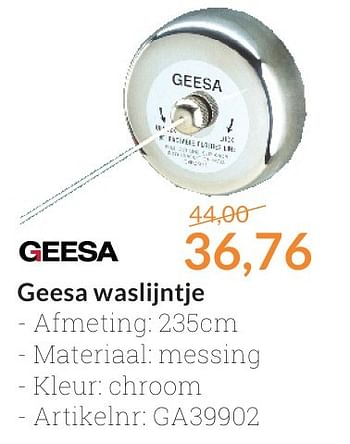 Promoties Geesa waslijntje - Geesa - Geldig van 01/10/2016 tot 31/10/2016 bij Sanitairwinkel