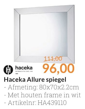 Promoties Haceka allure spiegel - Haceka - Geldig van 01/10/2016 tot 31/10/2016 bij Sanitairwinkel