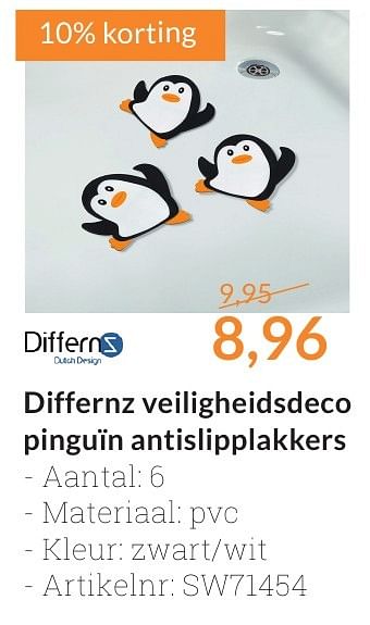 Promoties Differnz veiligheidsdeco pinguïn antislipplakkers - Differnz - Geldig van 01/10/2016 tot 31/10/2016 bij Sanitairwinkel