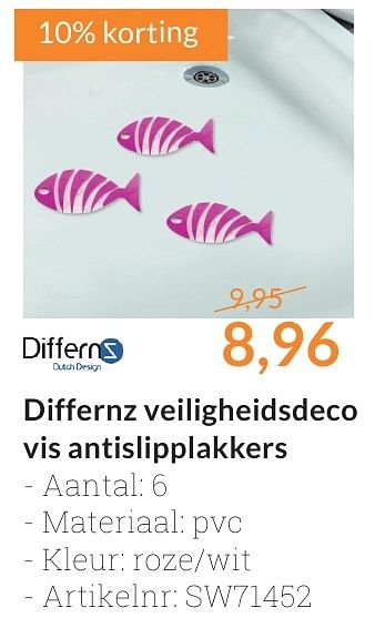 Promoties Differnz veiligheidsdeco vis antislipplakkers - Differnz - Geldig van 01/10/2016 tot 31/10/2016 bij Sanitairwinkel