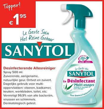Promoties Desinfecterende allesreiniger - Sanytol - Geldig van 01/10/2016 tot 23/10/2016 bij Euro Shop