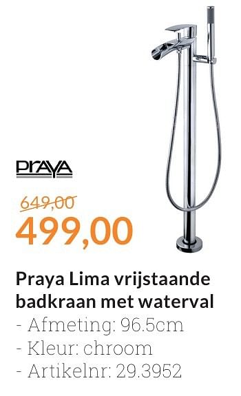 Promoties Praya lima vrijstaande badkraan met waterval - Praya - Geldig van 01/10/2016 tot 31/10/2016 bij Sanitairwinkel