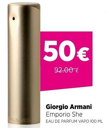 Promoties Giorgio armani emporio she eau de parfum vapo 100 ml - Giorgio Armani - Geldig van 25/09/2016 tot 23/10/2016 bij ICI PARIS XL