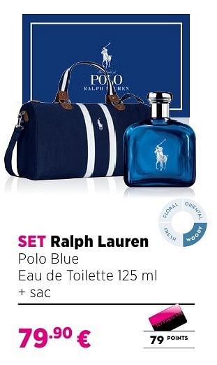 Promoties Set ralph lauren polo blue eau de toilette 125 ml + sac - Ralph Lauren - Geldig van 25/09/2016 tot 23/10/2016 bij ICI PARIS XL