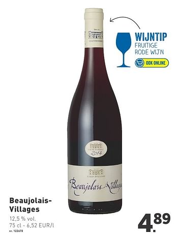 Promotions Beaujolaisvillages - Vins rouges - Valide de 03/10/2016 à 06/11/2016 chez Lidl
