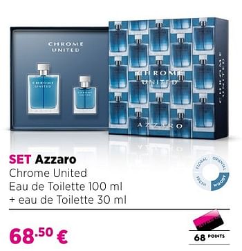 Promotions Set azzaro chrome united eau de toilette 100 ml + eau de toilette 30 ml - Azzaro - Valide de 25/09/2016 à 23/10/2016 chez ICI PARIS XL