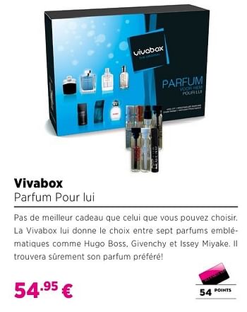 Promoties Vivabox parfum pour lui - Vivabox - Geldig van 25/09/2016 tot 23/10/2016 bij ICI PARIS XL