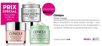 Promotions Clinique soins visage clinique smart 75 ml - CLINIQUE - Valide de 25/09/2016 à 23/10/2016 chez ICI PARIS XL