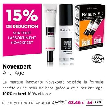 Promoties Novexpert anti-âge repulp-lifting cream 40 ml - Novexpert - Geldig van 25/09/2016 tot 23/10/2016 bij ICI PARIS XL