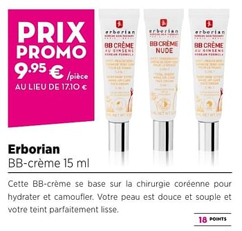 Promotions Erborian bb-crème 15 ml - Erborian - Valide de 25/09/2016 à 23/10/2016 chez ICI PARIS XL