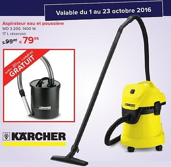 Promotions Karcher aspirateur eau et poussière - Kärcher - Valide de 01/10/2016 à 23/10/2016 chez Euro Shop