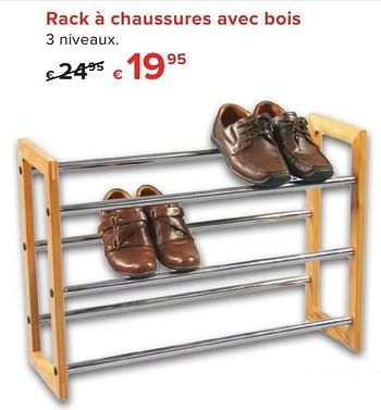 Promoties Rack à chaussures avec bois - Huismerk - Euroshop - Geldig van 01/10/2016 tot 23/10/2016 bij Euro Shop