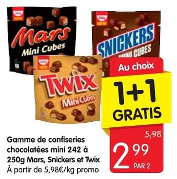 Promotions Gamme de confiseries chocolatées mini mars, snickers et twix - Mars Snacks - Valide de 29/09/2016 à 05/10/2016 chez Red Market