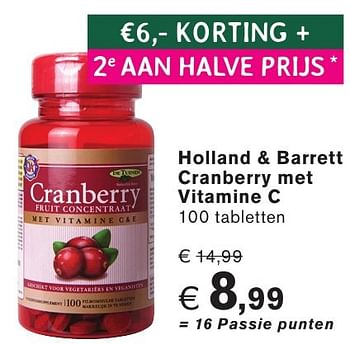 Promotions Holland + barrett cranberry met vitamine c - Produit maison - Holland & Barrett - Valide de 26/09/2016 à 23/10/2016 chez Holland & Barret