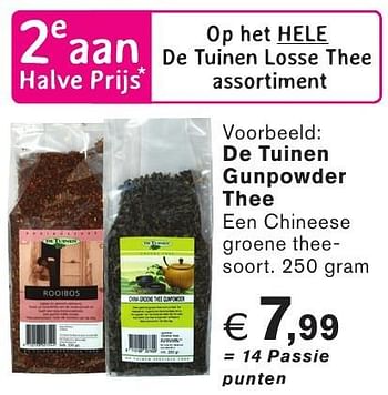 Promoties De tuinen gunpowder thee - De Tuinen - Geldig van 26/09/2016 tot 23/10/2016 bij Holland & Barret