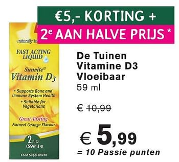 Promoties De tuinen vitamine d3 vloeibaar - De Tuinen - Geldig van 26/09/2016 tot 23/10/2016 bij Holland & Barret