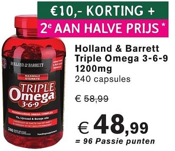 Promoties Holland + barrett triple omega 3-6-9 1200mg - Huismerk - Holland & Barrett - Geldig van 26/09/2016 tot 23/10/2016 bij Holland & Barret