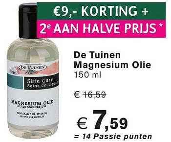 Promoties De tuinen magnesium olie - De Tuinen - Geldig van 26/09/2016 tot 23/10/2016 bij Holland & Barret