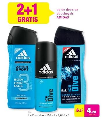 Promoties Ice dive deo - Adidas - Geldig van 28/09/2016 tot 25/10/2016 bij DI