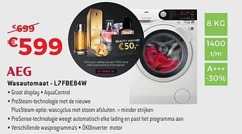 Promoties Aeg wasautomaat l7fbe84w - AEG - Geldig van 29/09/2016 tot 31/10/2016 bij Exellent