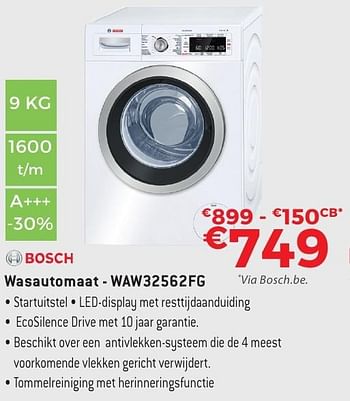Promoties Bosch wasautomaat waw32562fg - Bosch - Geldig van 29/09/2016 tot 31/10/2016 bij Exellent