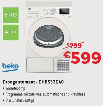 Promoties Beko droogautomaat dh8533ga0 - Beko - Geldig van 29/09/2016 tot 31/10/2016 bij Exellent