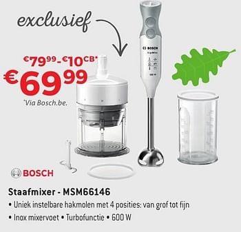 Promoties Bosch staafmixer msm66146 - Bosch - Geldig van 29/09/2016 tot 31/10/2016 bij Exellent