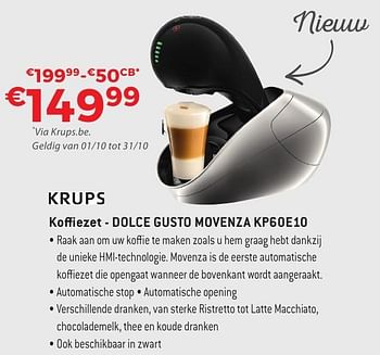 Promoties Krups koffiezet dolce gusto movenza kp60e10 - Krups - Geldig van 29/09/2016 tot 31/10/2016 bij Exellent