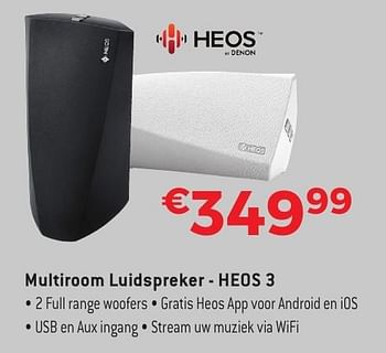 Promoties Heos multiroom luidspreker heos 3 - Heos - Geldig van 29/09/2016 tot 31/10/2016 bij Exellent