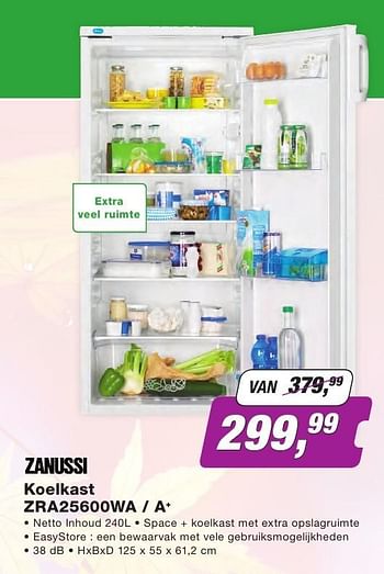 Promoties Zanussi koelkast zra25600wa - a+ - Zanussi - Geldig van 01/10/2016 tot 31/10/2016 bij ElectronicPartner