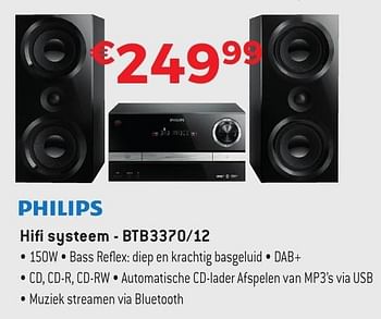 Promoties Philips hifi systeem btb3370-12 - Philips - Geldig van 29/09/2016 tot 31/10/2016 bij Exellent