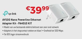 Promoties Tp-link av500 nano powerline ethernet adapter kit pa4010 kit - TP-LINK - Geldig van 29/09/2016 tot 31/10/2016 bij Exellent