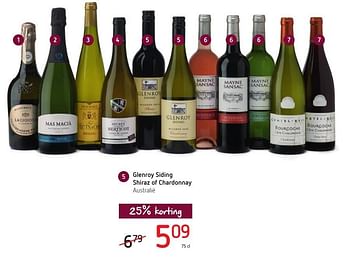 Promoties Glenroy siding shiraz of chardonnay australië - Witte wijnen - Geldig van 06/10/2016 tot 19/10/2016 bij Eurospar (Colruytgroup)