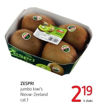 Promotions Zespri jumbo kiwi`s nieuw-zeeland - Zespri - Valide de 06/10/2016 à 19/10/2016 chez Eurospar (Colruytgroup)