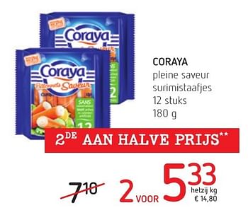 Promoties Coraya pleine saveur surimistaafjes - Coraya - Geldig van 06/10/2016 tot 19/10/2016 bij Eurospar (Colruytgroup)