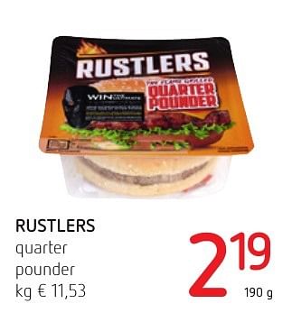 Promotions Rustlers quarter pounder - Rustlers - Valide de 06/10/2016 à 19/10/2016 chez Eurospar (Colruytgroup)