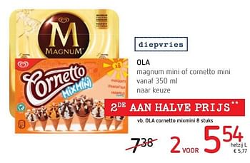 Promotions Ola magnum mini of cornetto mini - Ola - Valide de 06/10/2016 à 19/10/2016 chez Eurospar (Colruytgroup)