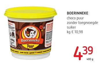 Promoties Boerinneke choco puur zonder toegevoegde suiker - 't Boerinneke - Geldig van 06/10/2016 tot 19/10/2016 bij Eurospar (Colruytgroup)