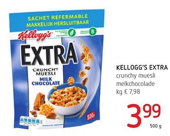 Promotions Kellogg`s extra crunchy muesli melkchocolade - Kellogg's - Valide de 06/10/2016 à 19/10/2016 chez Eurospar (Colruytgroup)
