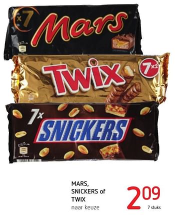 Promoties Mars, snickers of twix - Mars Snacks - Geldig van 06/10/2016 tot 19/10/2016 bij Eurospar (Colruytgroup)
