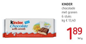 Promotions Kinder chocolade met granen - Kinder - Valide de 06/10/2016 à 19/10/2016 chez Eurospar (Colruytgroup)