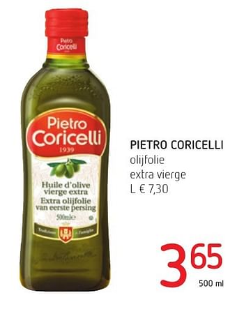 Promotions Pietro coricelli olijfolie extra vierge - Pietro Coricelli - Valide de 06/10/2016 à 19/10/2016 chez Eurospar (Colruytgroup)