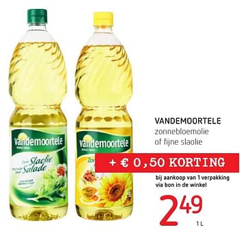 Promotions Vandemoortele zonnebloemolie of fijne slaolie - Vandemoortele - Valide de 06/10/2016 à 19/10/2016 chez Eurospar (Colruytgroup)
