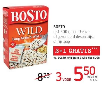Promotions Bosto rijst naar keuze uitgezonderd dessertrijst of rijstpap - Bosto - Valide de 06/10/2016 à 19/10/2016 chez Eurospar (Colruytgroup)