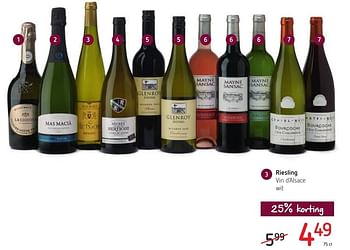 Promoties Riesling vin d`alsace wit - Witte wijnen - Geldig van 06/10/2016 tot 19/10/2016 bij Spar (Colruytgroup)