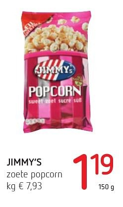 Promoties Jimmy`s zoete popcorn - Jimmy's - Geldig van 06/10/2016 tot 19/10/2016 bij Spar (Colruytgroup)
