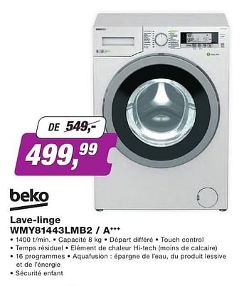 Promotions Beko lave-linge wmy81443lmb2 - a+++ - Beko - Valide de 01/10/2016 à 31/10/2016 chez ElectronicPartner