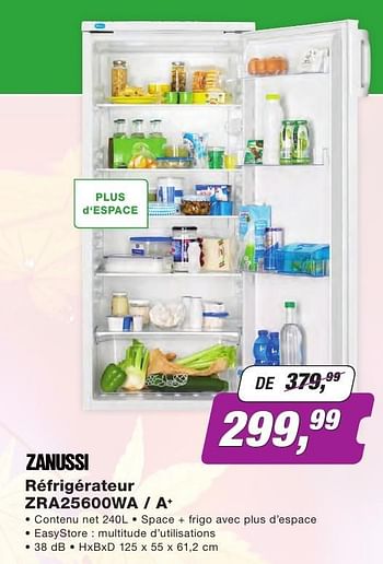 Promoties Zanussi réfrigérateur zra25600wa - a+ - Zanussi - Geldig van 01/10/2016 tot 31/10/2016 bij ElectronicPartner