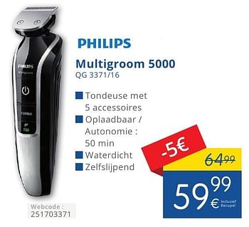 Promoties Philips multigroom 5000 qg 3371-16 - Philips - Geldig van 01/10/2016 tot 31/10/2016 bij Eldi